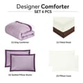 6-Piece Designer Comforter Set -Microfiber -King 260 x 240 Cms - Purple