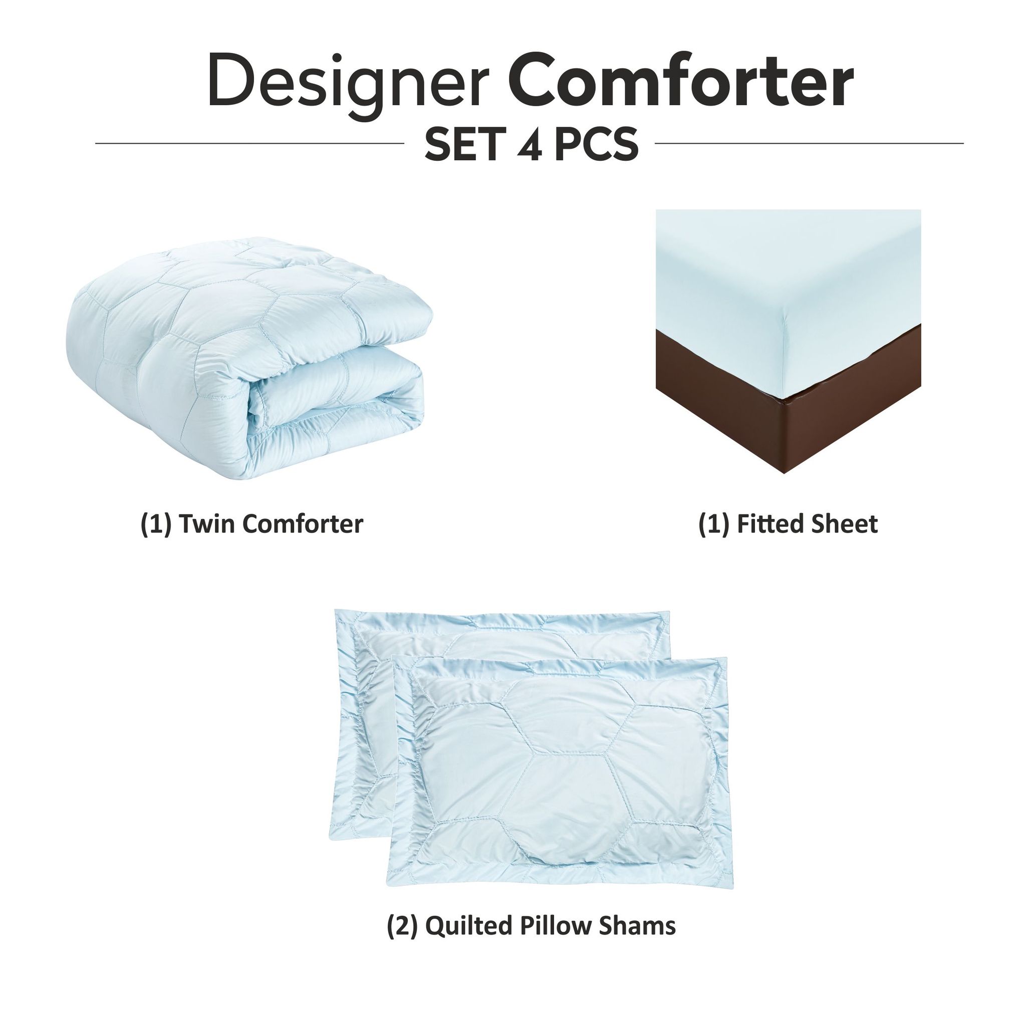 4- Piece Designer Comforter Set Single Bed 180 x 240 Cms Soft Microfiber Spamint.