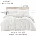 5-Piece Comforter Set with Ruffled Border and Removable Filler, King Size, 260 x 240 cm, White