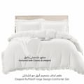 5-Piece Comforter Set with Ruffled Border and Removable Filler, King Size, 260 x 240 cm, White