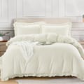 5-Piece Comforter Set with Ruffled Border and Removable Filler, King Size, 260 x 240 cm, White