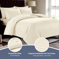 7-Piece Damask Stripes Hotel Style Comforter Microfiber ,Removable Insert ,King 260 x 240 Cms ,Cream