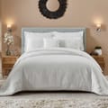 8-Piece Hotel Style Comforter Cotton Rich, 500 Thread Count Damask Stripes, King Size, White