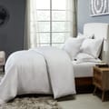 8-Piece Hotel Style Comforter Cotton Rich, 500 Thread Count Damask Stripes, King Size, White