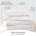 Lightweight Comforter Set 4-Pcs Single Size Solid Bedding Comforter Sets With Plain Diamond Quilting And Down Alternative Filling, White