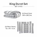Cotton Duvet Set 3-Pcs , King Size Printed 300TC Duvet Set With Luxury Soft Sateen,  Grey