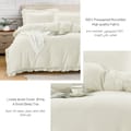 Duvet Set 3-Pcs Single Size Ruffled  Super Soft Solid Comforter Cover Without Filler, Withe hidden Zipper Closure and Corner Ties, Ivory