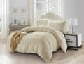 Duvet Set 3-Pcs Single Size Pom Pom Super Soft Solid Comforter Cover Without Filler, Withe hidden Zipper Closure and Corner Ties, Beige