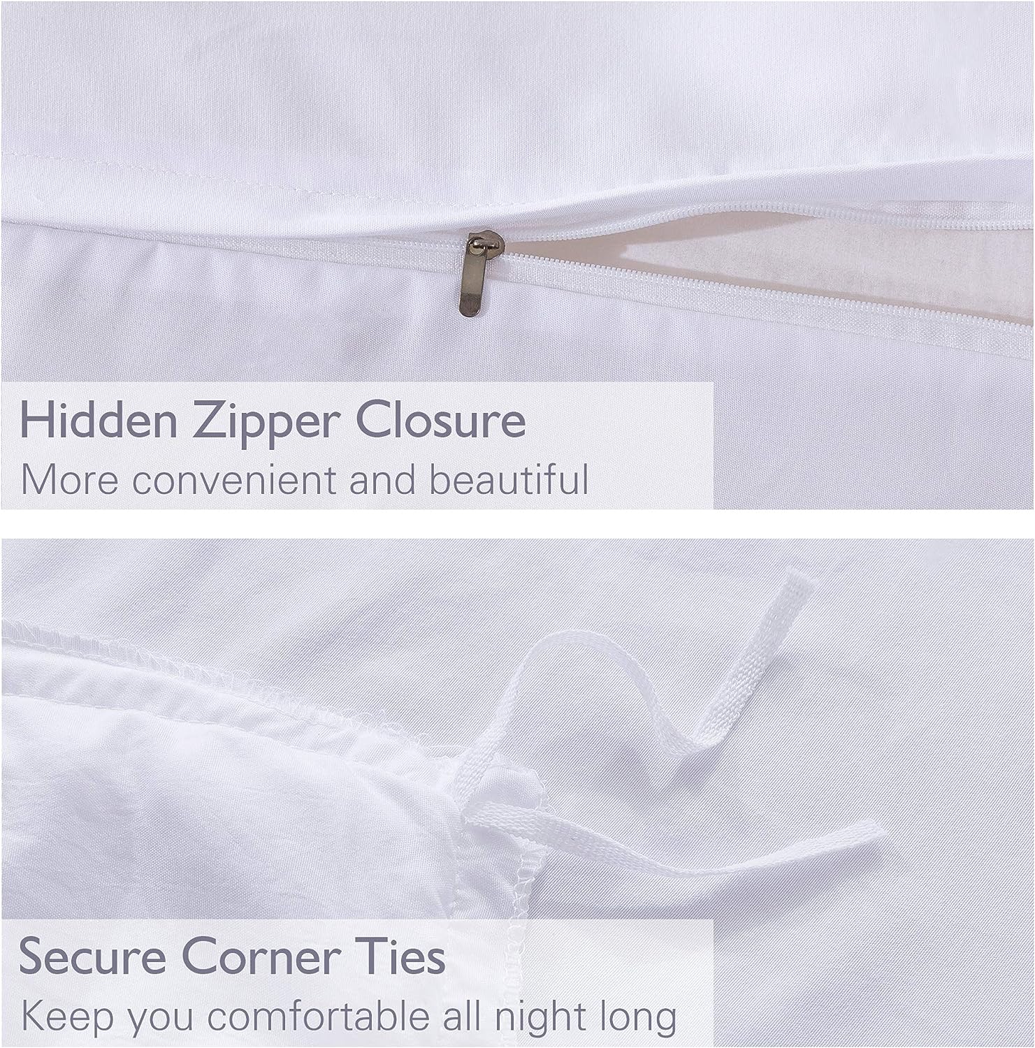 Duvet Set 3-Pcs Single Size Pom Pom Super Soft Solid Comforter Cover Without Filler, Withe hidden Zipper Closure and Corner Ties, White