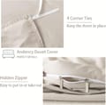 Duvet Set 4-Pcs Double Size Ruffled Super Soft Solid Comforter Cover Without Filler, Withe hidden Zipper Closure and Corner Ties,Beige