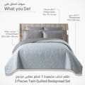 3-Piece Single Size Quilted Compressed Comforter Set in Microfiber Gray