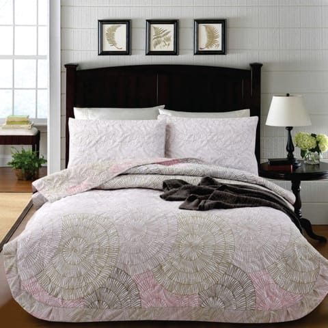 SwarmPattern Ultrasonic Embroidered Quilt Set 4-Piece Twin