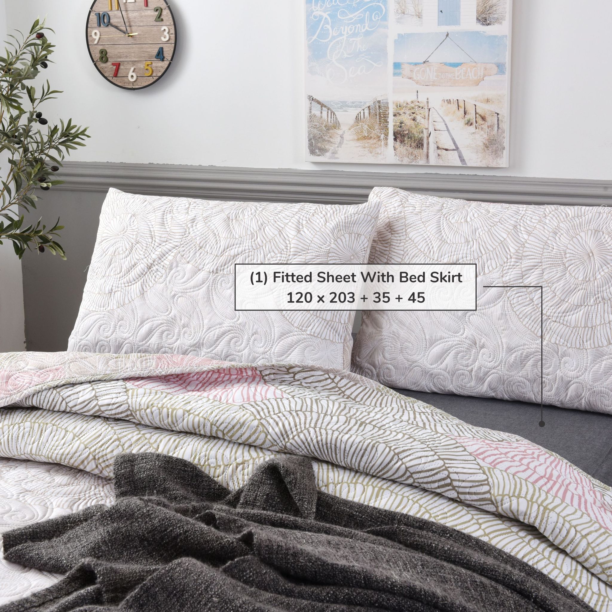 SwarmPattern Ultrasonic Embroidered Quilt Set 4-Piece Twin