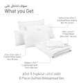 6-Piece Quilted Compressed Comforter Set  For All Season Microfiber White King