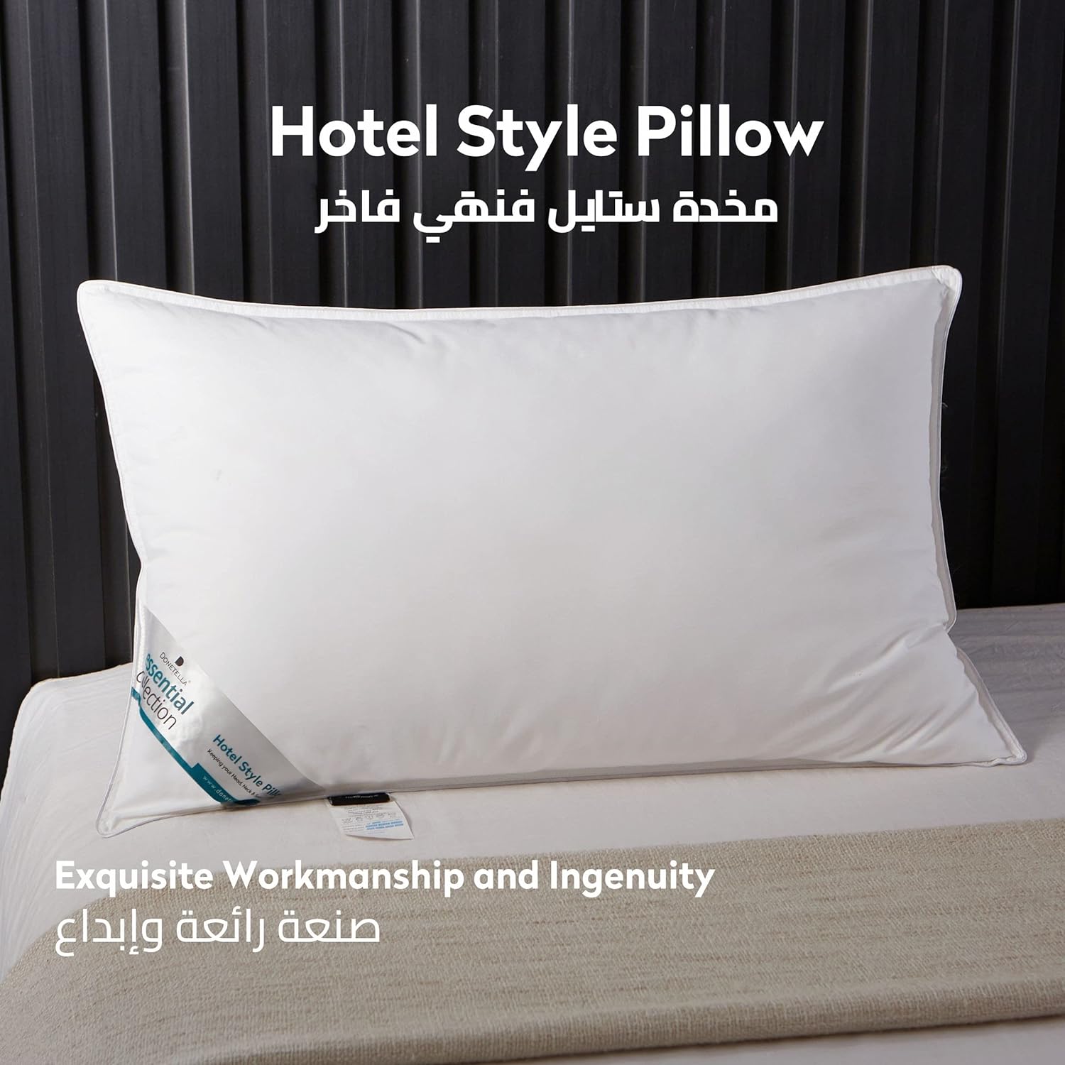 Pillow 2-Piece(1000Gm) King Size Bed Pillow 50X75 Cm Hotel Style Double Edge Stitched Premium Gel Fiber, Soft Loft,White