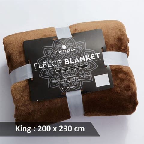 Fleece Blanket Twin Size,300GSM Soft and Cozy Lightweight Velvet Blanket Ideal For Couch, Bed, Travel, Camping , Dark Brown