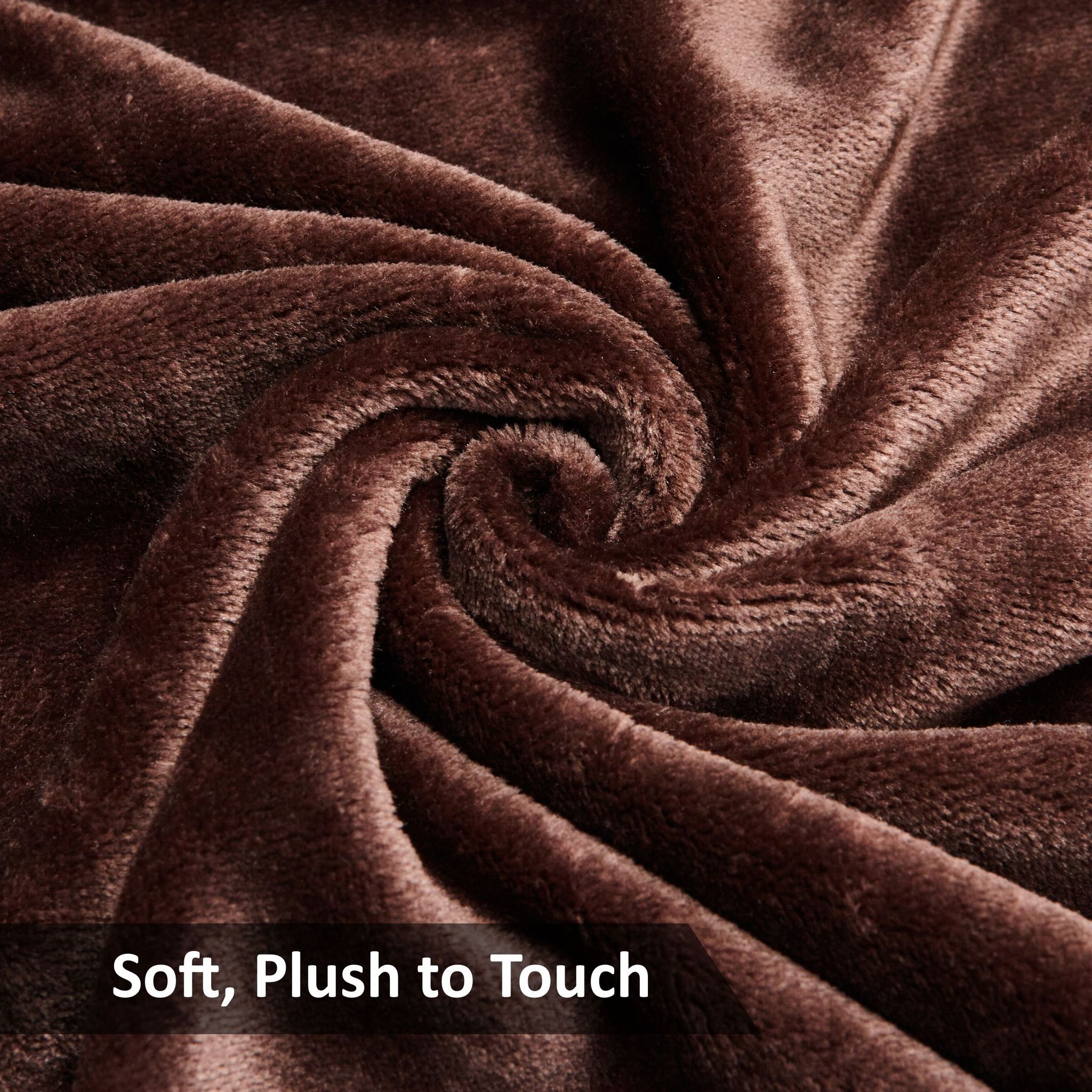 Fleece Blanket King Size,300GSM Soft and Cozy Lightweight Velvet Blanket Ideal For Couch, Bed, Travel, Camping , Light Brown