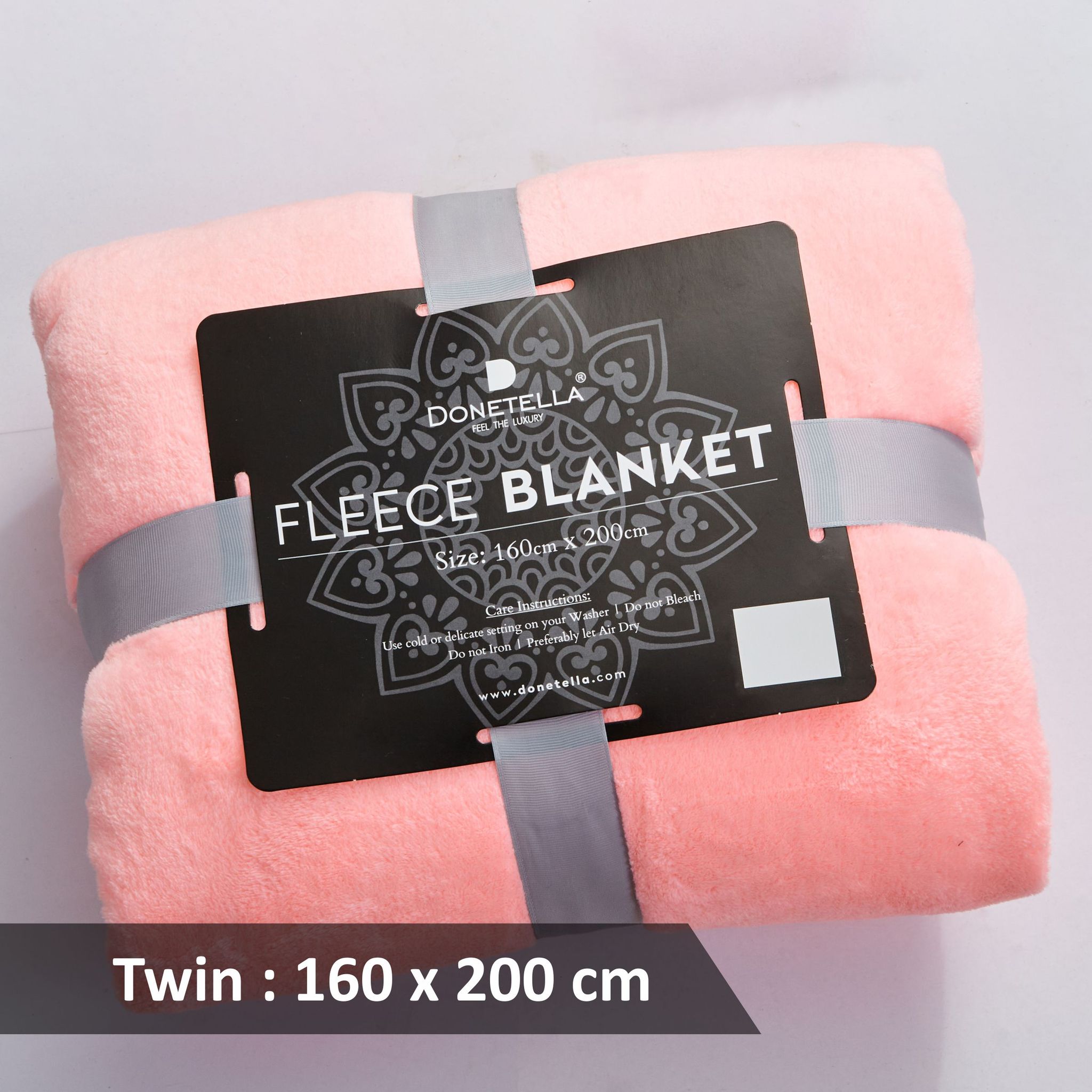 Fleece Blanket Twin Size,300GSM Soft and Cozy Lightweight Velvet Blanket Ideal For Couch, Bed, Travel, Camping , Light Peach