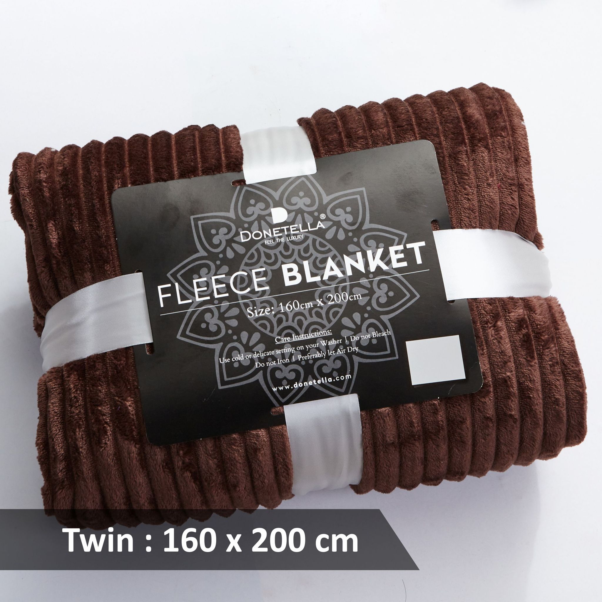 Fleece Blanket Twin Size,300GSM Soft and Cozy Lightweight Velvet Blanket Ideal For Couch, Bed, Travel, Camping , Dark Brown