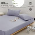 Bedding Fitted Sheet: 3-Pcs King Size Solid Sheet With Pillowcases Set and Soft-Silky 30 Cm Extra Deep Brushed Microfiber Cooling Bed Sheet , Blue