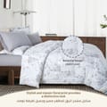 Printed Comforter Set 6-Pcs King Size Lightweight All Season Double Bed Bedding Set With Down Alternative Filling,White Silver