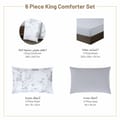 Printed Comforter Set 6-Pcs King Size Lightweight All Season Double Bed Bedding Set With Down Alternative Filling,White Silver