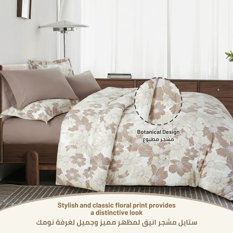 4-Piece Single Size  Comforter Set with Removable Filler, Brown Multicolour