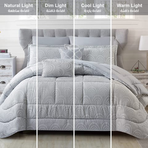 Bedding Comforter Set 8-Pcs King Size Solid Yarn Dyed Bed Set , Linen