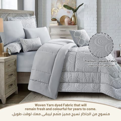 Bedding Comforter Set 8-Pcs King Size Solid Yarn Dyed Bed Set , Linen
