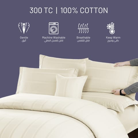 300 Thread Count 100% Natural Cotton Printed Duvet Set 6-Piece King Aqua Blue