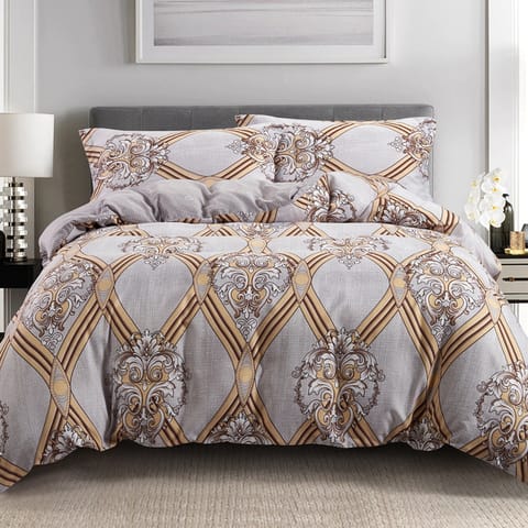 Hotel Comforter 6 Pcs Set, King Size 260 x 240 Cms , Plain Squares Box Quilting , White, Microfiber