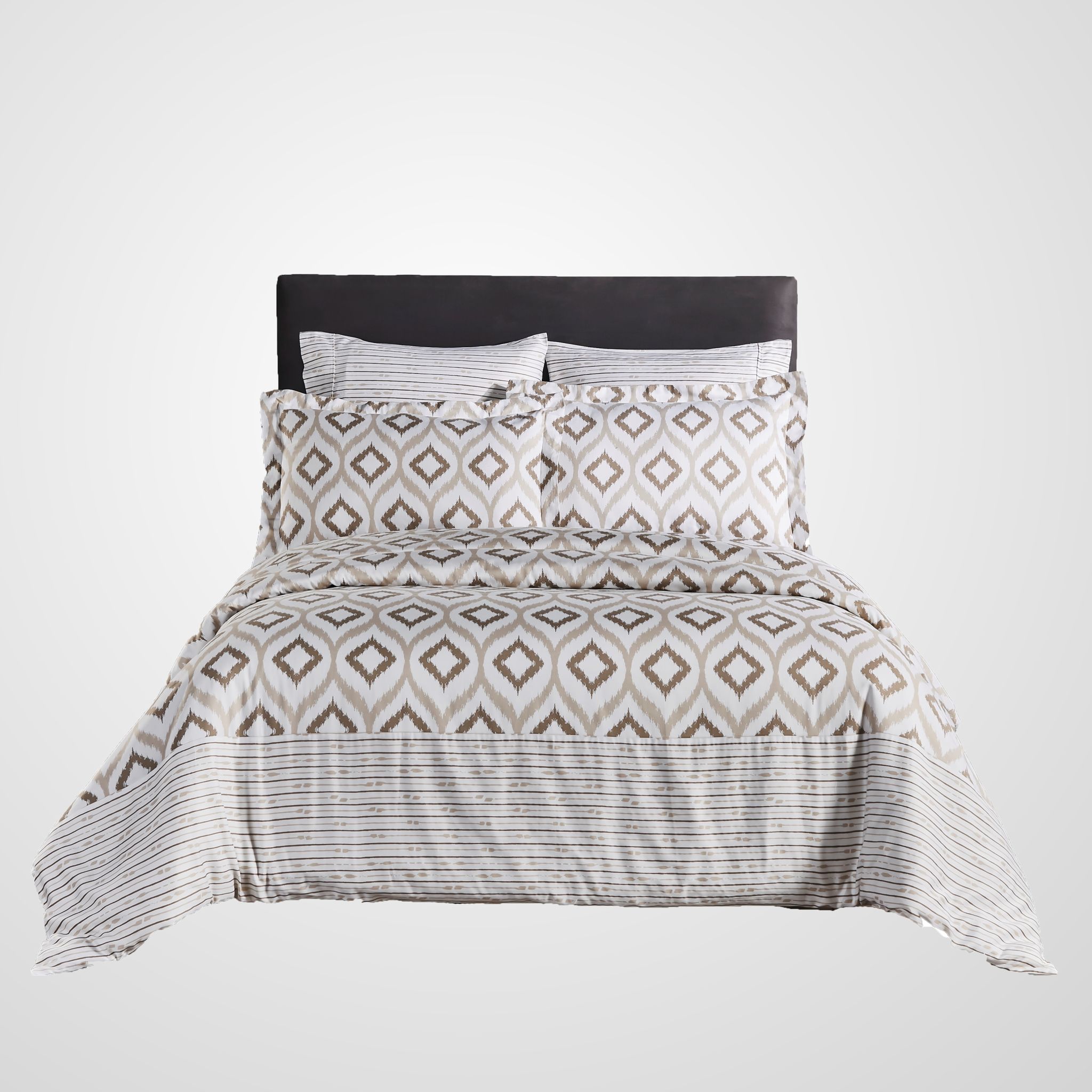 Octagonal Damask Print Cotton Comforter Set 5-Piece Twin Light Grey