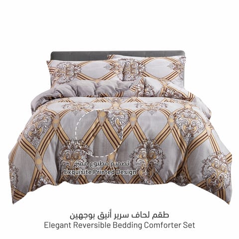 Printed Comforter Set 4-Pcs Single Size All Season Decorated Reversible Single Bed Comforter Set With Super-Soft Down Alterntaive Filing,Green White