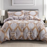 4-Piece Single Size  Comforter Set with Removable Filler, Brown Multicolour