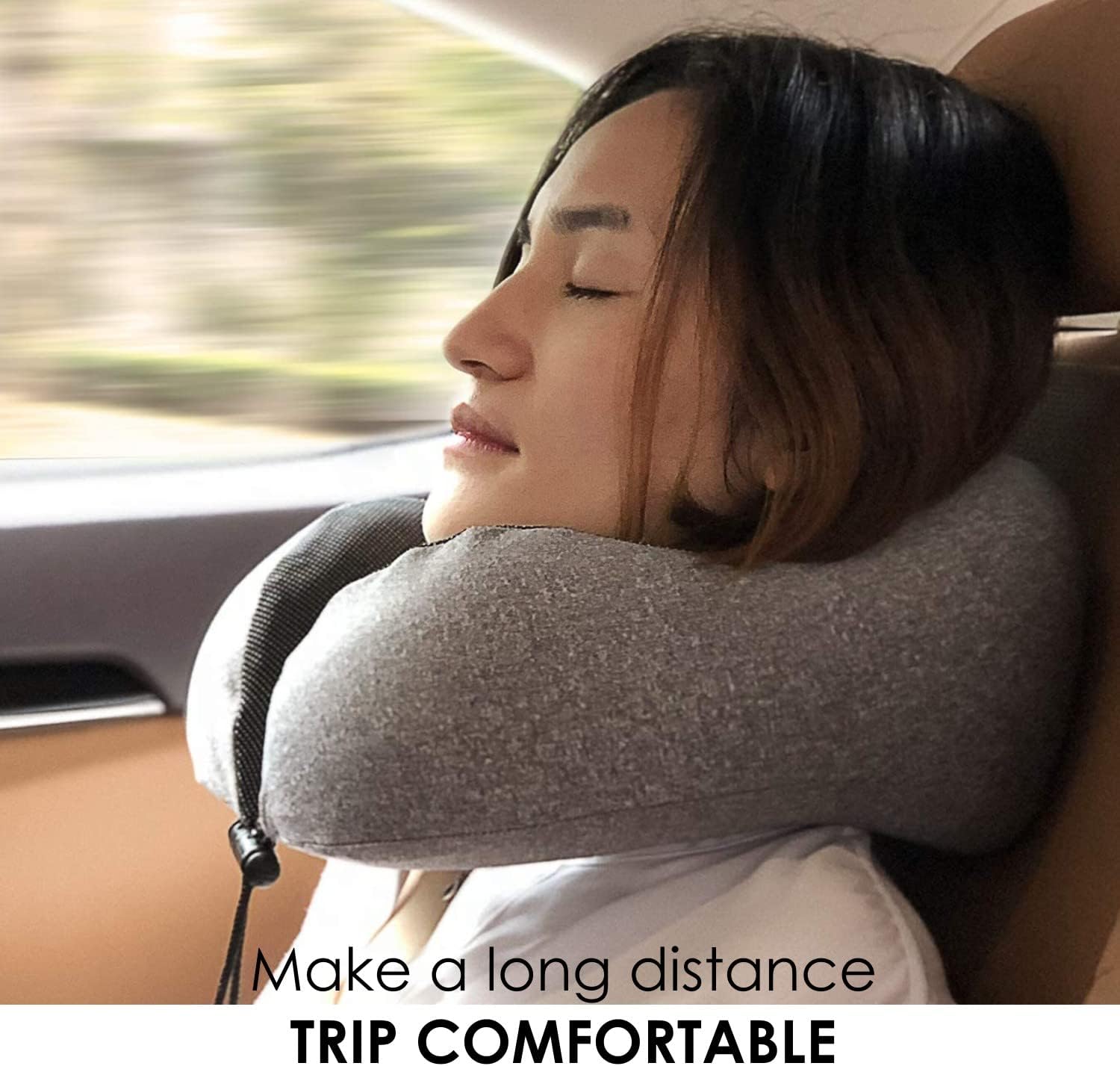 Travel Pillow With Ear Plugs And Eye Mask Memory Foam Gray/Black 28x25x13cm