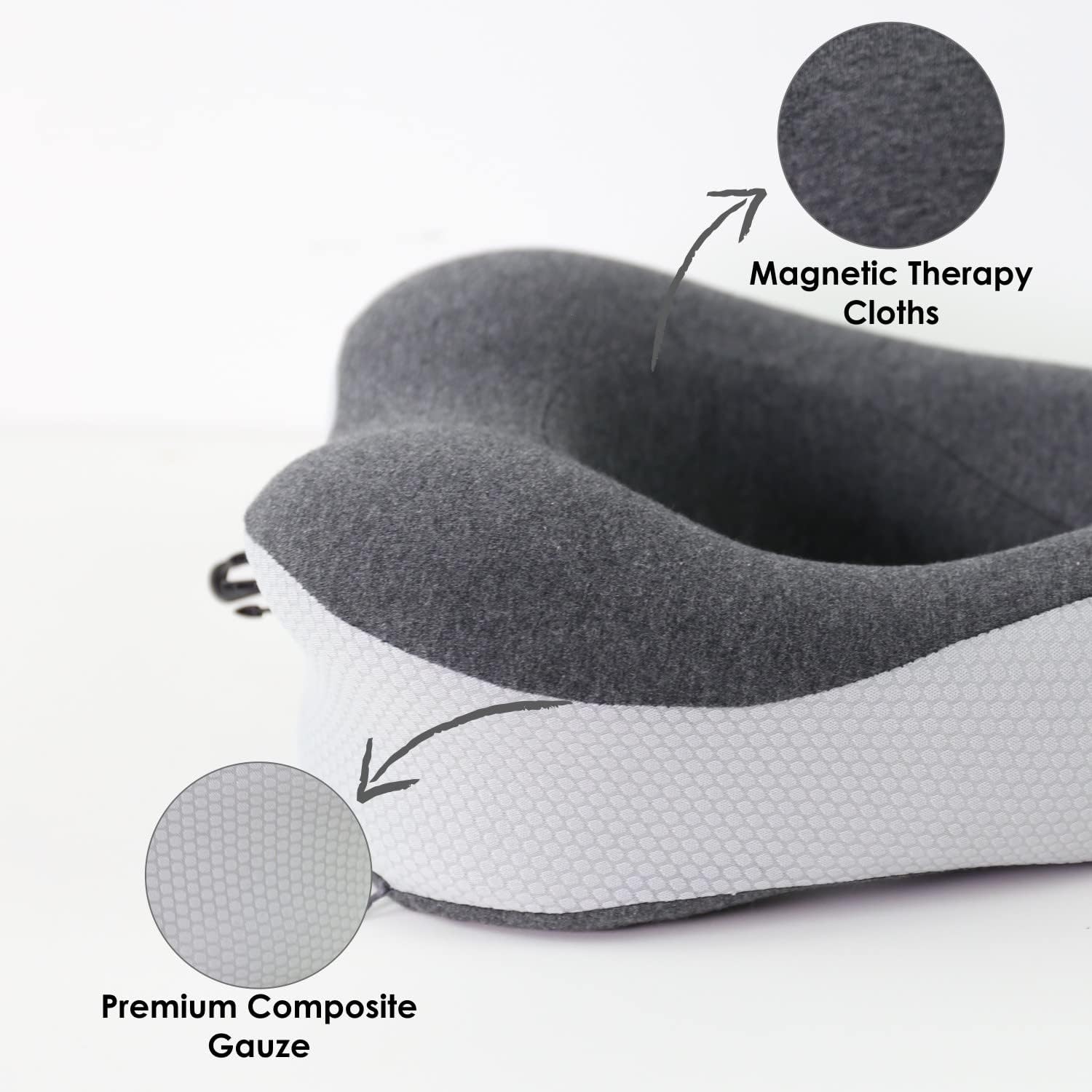 Travel Pillow With Ear Plugs And Eye Mask Memory Foam Gray/Black 28x25x13cm