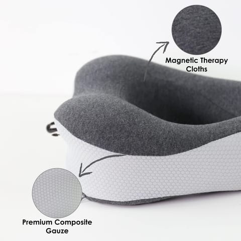 Luxury Travel Pillow with Ear Plugs, Eye Mask and Mesh Bag Memory Foam Black 28x25x13cm