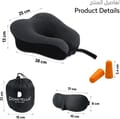 Travel Pillow With Ear Plugs And Eye Mask Memory Foam Gray/Black 28x25x13cm