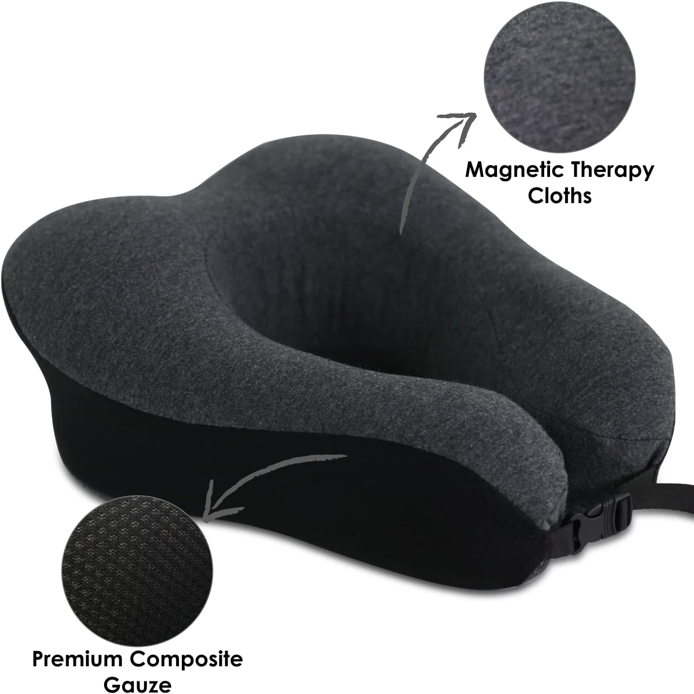 Travel Pillow With Ear Plugs And Eye Mask Memory Foam Gray/Black 28x25x13cm