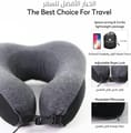 Travel Pillow With Ear Plugs And Eye Mask Memory Foam Gray/Black 28x25x13cm