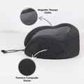 Luxury Travel Pillow with Ear Plugs, Eye Mask and Mesh Bag Memory Foam Black 28x25x13cm