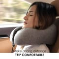 Luxury Travel Pillow with Ear Plugs, Eye Mask and Mesh Bag Memory Foam Black 28x25x13cm