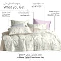 Printed Comforter Set 4-Pcs Single Size All Season Decorated Reversible Single Bed Comforter Set With Super-Soft Down Alterntaive Filing,Green White