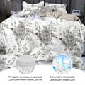 Printed Comforter Set 6-Pcs King Size All Season Decorated Reversible Double Bed Comforter Set With Super-Soft Down Alterntaive Filing,Mercury