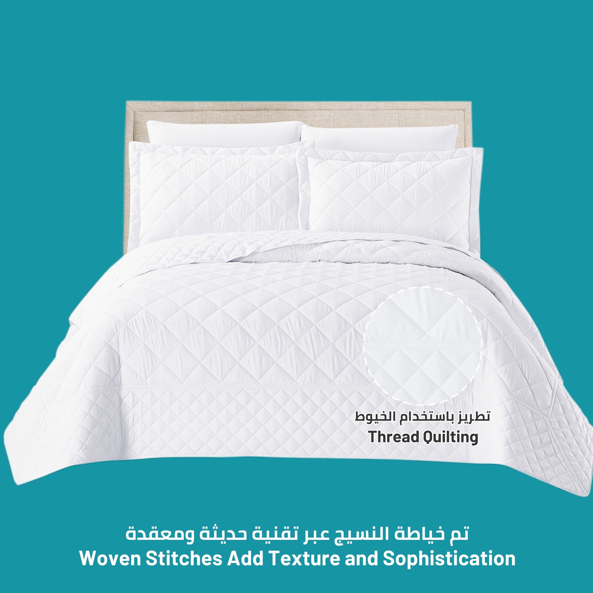 Quilt Set 3-Pcs Single Size Reversible Bedspread Coverlet Set, Compressed Comforter Soft Bedding Cover With Matching Fitted Sheet Pillow Shams Pillow Cases,Pearl White