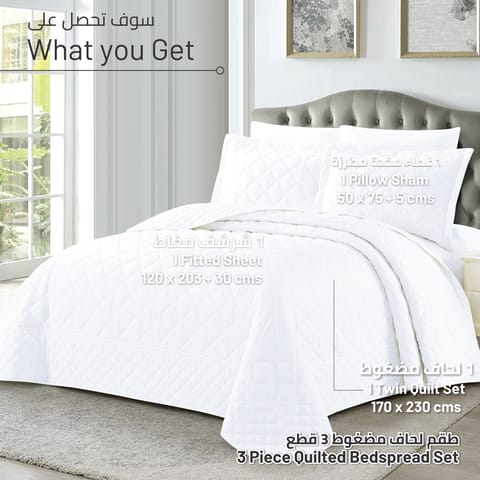 Quilt Set 6-Pcs King Size Reversible Bedspread Coverlet Set, Compressed Comforter Soft Bedding Cover With Matching Fitted Sheet Pillow Shams Pillow Cases,Pearl White