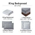 6-Piece Compressed Comforter Set Lightweight Bedspread For All Season - Microfiber Silver Grey - King Size 260x240 Cms