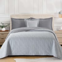 6-Piece Compressed Comforter Set Lightweight Bedspread For All Season - Microfiber Silver Grey - King Size 260x240 Cms