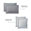 6-Piece Compressed Comforter Set Lightweight Bedspread For All Season - Microfiber Silver Grey - King Size 260x240 Cms