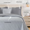 6-Piece Compressed Comforter Set Lightweight Bedspread For All Season - Microfiber Silver Grey - King Size 260x240 Cms